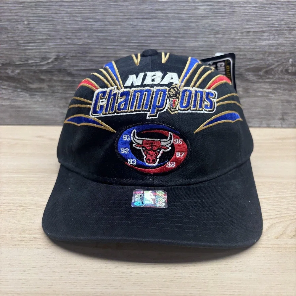 Vintage Chicago Bulls Hat Cap Snap Back Black‎ NBA Basketball Starter 90s NWT